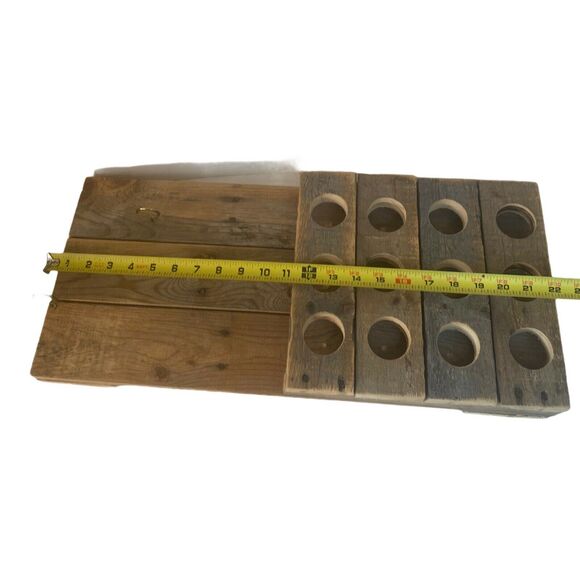 Wine Spice Bottle Rack Distressed Wood Handcrafted Rustic Wall Mount Hook Shelf - Picture 5 of 10